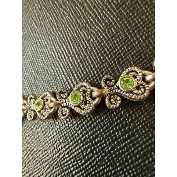 Vintage Silver & Green Gemstone Choker Necklace Princess Exotic India - Picture 3 of 14